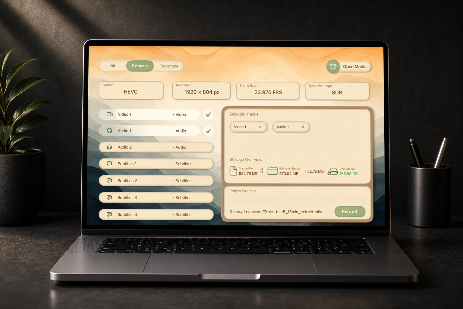 DreamWorkshop Extract interface screenshot